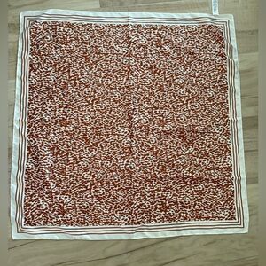 Brown white printed satin scarf/hair accessory purse accessory